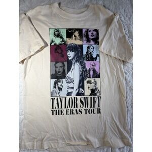 Taylor Swift The Eras Tour Shirt Small Ivory Cotton US Cities Official Merch Tee